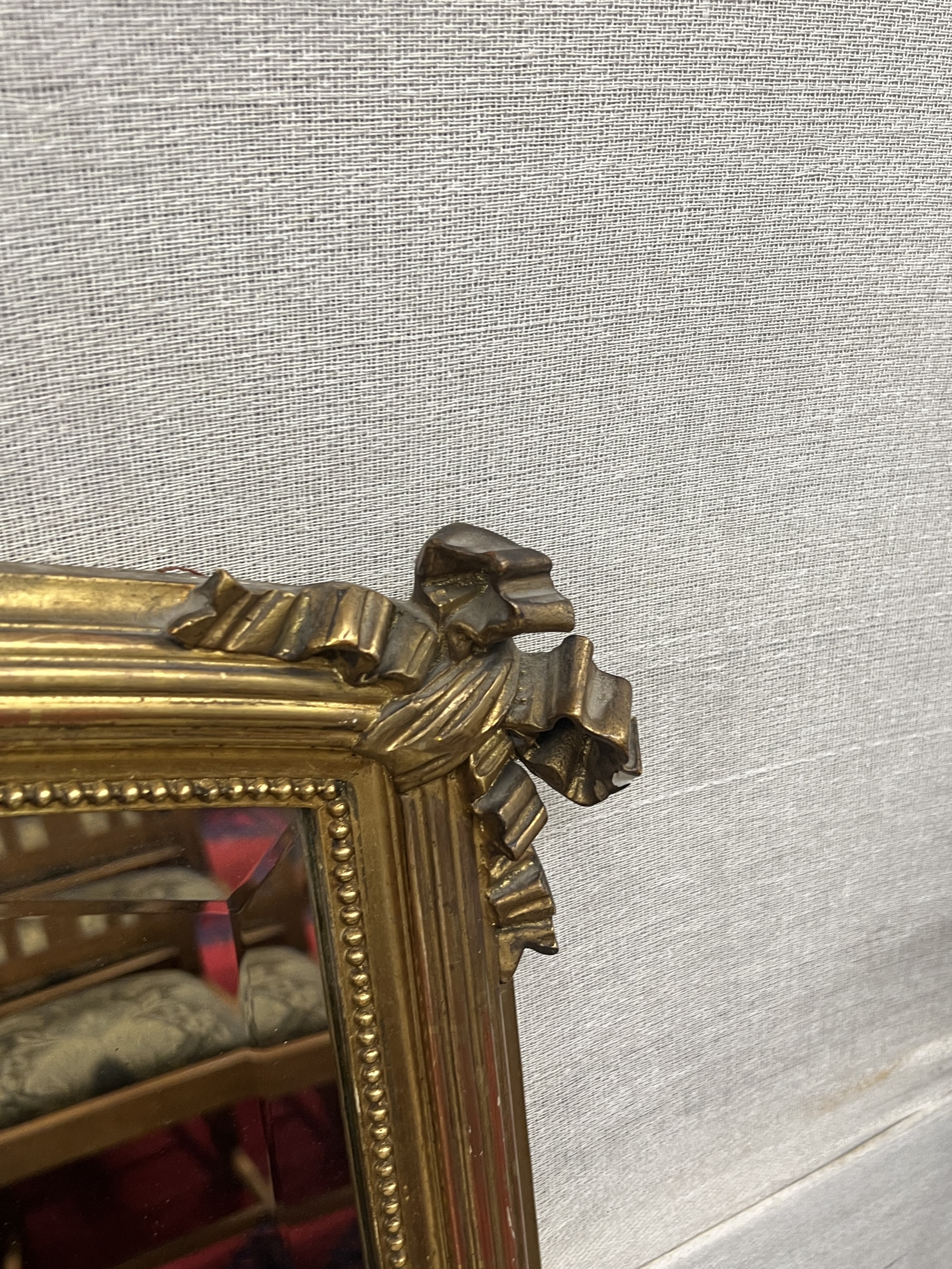A 19th century French giltwood and composition overmantel mirror, width 85cm, height 132cm